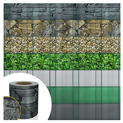 casa pura lames de brise-vue en PVC - Bandelettes occultantes - Pare-vue balcon idéal pour protéger l'intimité et contre le vent - Résistant aux UV et intempéries (Effet Ardoise, H19 cm x L35 m)