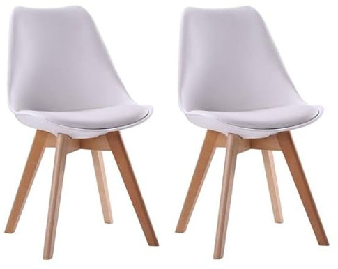 Happy Garden Lot de 2 chaises de Salle à Manger Style scandinaves Nora Blanches avec Coussin, chaises de Cuisine, chaises rembourrées, Pieds en Bois de hêtre Massif