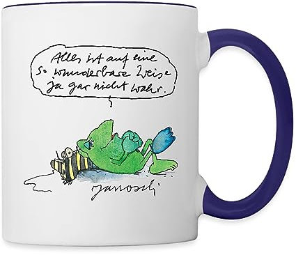 Spreadshirt Janosch Auf Wunderbare Weise Nicht Wahr Tasse Zweifarbig, One size, Weiß/Kobaltblau