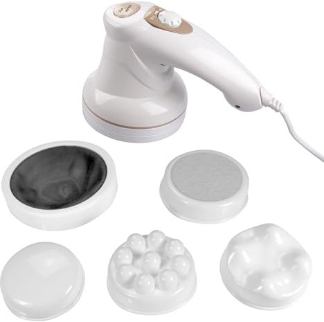 Jocca - Masajeador Corporal Anticelulítico y Descontracturante | 5 Cabezas Intercambiables | Modo Vibración | Ideal para Todo el Cuerpo | Alivio Muscular