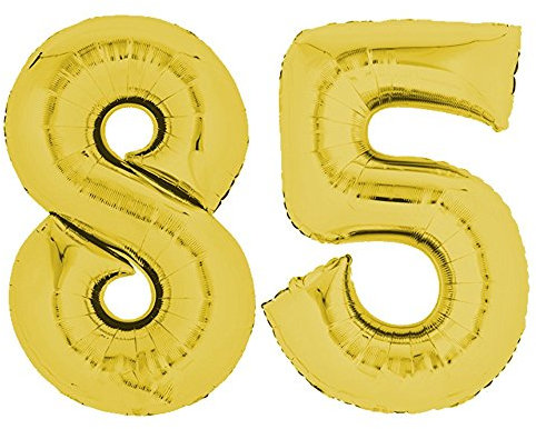 TOP TEN XXL Folienballon 80 cm Gold 85 Zahlenballon, Luftballon, Geburtstag, Heliumballon