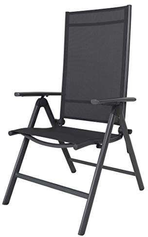 Ambientehome Aluminium Folding Chair,8-Positions Adjustment,Grey Color, Basic Series