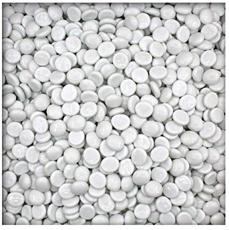 Kieskönig 1 kg opake Glasnuggets Glassteine Muggelsteine Mosaiksteine 17-19 mm Weiss