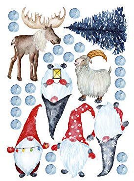 GRAZDesign Wandtattoo Weihnachten, Set mit Tannenbaum, Weihnachtsdeko Aufkleber Set mit Trolls, Weihnachtssticker / 57x80cm