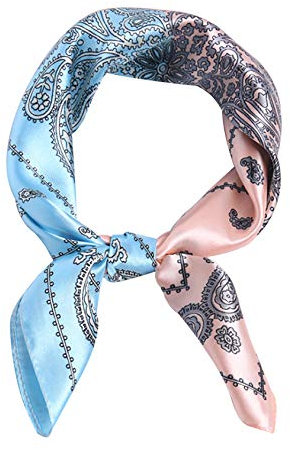 newrong Grande Foulard Carré Multifonctions Élégant Femme Rose + Bleu + Fleur de Lotus Taille Unique(60x60cm)