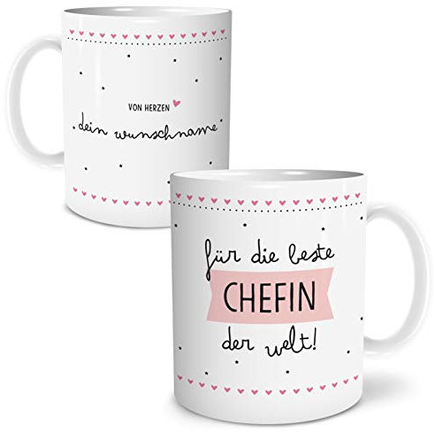 OWLBOOK® Personalisierte Geschenke für Chef Geschenke für Frauen Tasse Personalisiert Name Beste Chefin Tasse mit Spruch Geschenke Geschenkideen Chefin als Dankeschön Keramik 300 ml
