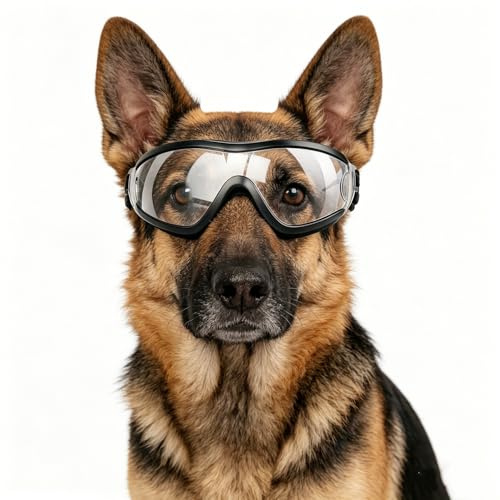 Namsan Dog Goggles - Large Breed Dog Sunglasses UV Prevent Clear Lens for Sensitive Dog Eyes Protection, Elastic Adjustable Straps