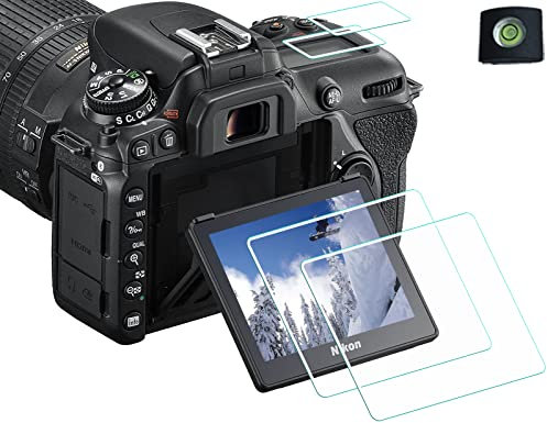 HUIPUXIANG Displayschutz Displayschutzfolie für Nikon D7500 Kamera mit Blitzschuh-Abdeckung, 0,3 mm High-Definition, 9H Härte, optisches LCD, Premium-Glas-Schutzabdeckung [2+2 Stück]