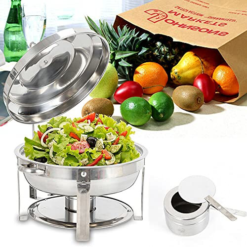 KenSyuInt 7.5 L Stainless Steel Chafing Dish Round Food Warmer Heat Container Soup Warmer Soup Pot Soup Container Warming Container Ball Shape for Catering, Buffet, Party