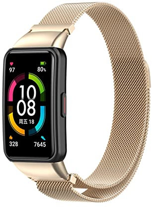 HYKEJJ Armband für Huawei Band 6 / Honor Band 6 Armband, Huawei Band 6 / Honor Band 6 Armband Metal Mesh Edelstahl Damen Herren Armband mit Magnet Kompatibel mit Huawei Band 6 / Honor Band 6 (G)