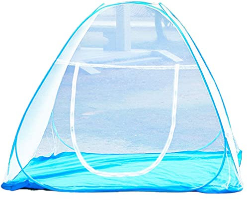 DONGCY Moskitonetz Camping Pop Up Faltbare 2 Tür Bett-Moskitonetz Tragbares mit Feuchtigkeitsfester Unterlage für Schlafzimmer Reisen Picknick,Blue,180 * 200 * 160cm