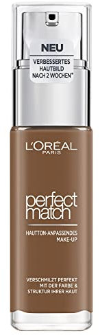 L'Oréal Paris Make up, Flüssige Foundation mit Hyaluron und Aloe Vera, Perfect Match Make-Up, Nr. 10.5 Coffee, 30 ml