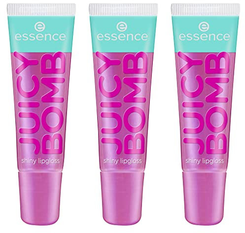 essence JUICY BOMB shiny lipgloss, Nr. 105, Mehrfarbig, glänzend, strahlend frisch, schimmernd, vegan, ohne Alkohol, ohne Parabene, ohne Mikroplastikpartikel, 3er Pack (3x10ml)