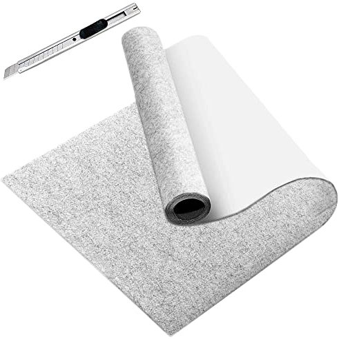 GELAISI Feutrine Autocollante Gris Clair - 40 * 200 cm Tissu-Feutre, épaisseur 2 mm Feutrine Adhésive pour Doublure de Boîte, Cadre Photo, Pied de Chaise, DIY, Halloween, Voiture(1 Rouleau Feutrine)