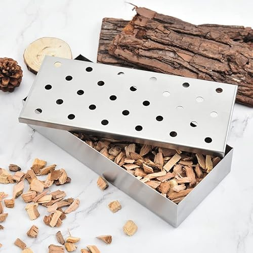 Stainless Steel Smoker Box Barbecue Fruitwood Smoke Box Spice Box for Outdoor BBQ Smoked Meat