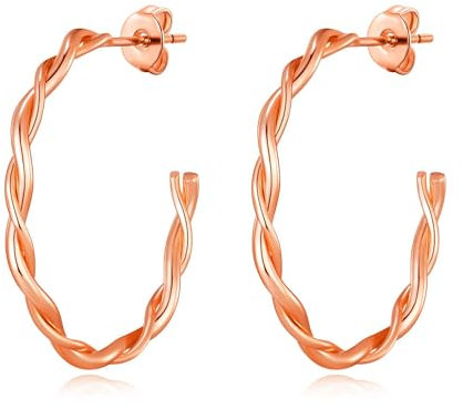 Philip Jones Rose Gold Plated 30mm Twisted Hoop Earrings