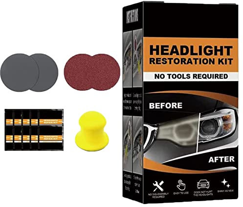 KEVGNRO Restowipes Headlight Restoration Kit, Restowipes Headlight Cleaner Wipes, Polish Headlights Lens Restore Cleaner for Car (1 Set)