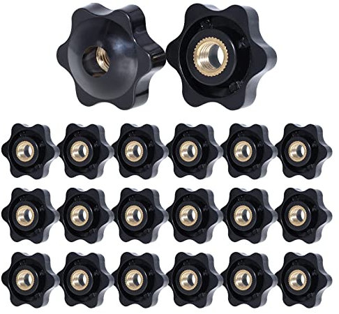AIMEKE Manopole Dado M8 × 32mm, Set di 20 Bulloni Stella M8 in Plastica Nero, Pomelli Regolabili M8 per Macchinari e Attrezzature