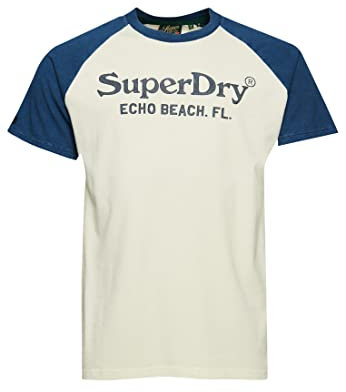 Superdry Herren Vintage Venue Classic Tee Businesshemd, Mehrfarbig (Midwest Cream/Skate Blue), S
