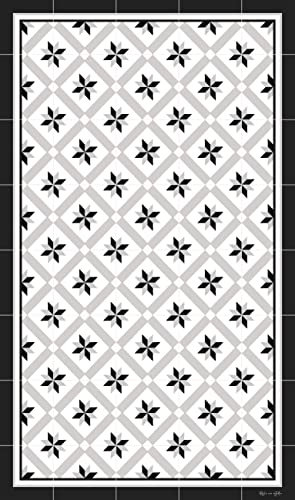 DobleUve Estudio Tapis Vinyle 24 | Noire | 65x80 cm | Tapis Cuisine | Tapis de Salon Antidérapant Antifongique Ignifuge | Tapis Enfants | Tapis Bain PVC | Tapis PVC