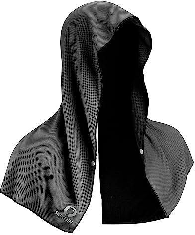 Sukeen Kühlendes Kapuzen-Handtuch für Männer, kühlende Handtücher für Hals und Gesicht, kühlt bei Nässe, kühlende Halswraps, Sport, Workout, Radfahren, kühles Handtuch für heißes Wetter (schwarz)