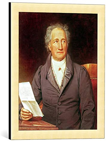kunst für alle Bild mit Bilder-Rahmen: Joseph Karl Stieler Johann Wolfgang von Goethe 1749-1832 1828 - dekorativer Kunstdruck, hochwertig gerahmt, 40x50 cm, Gold gebürstet