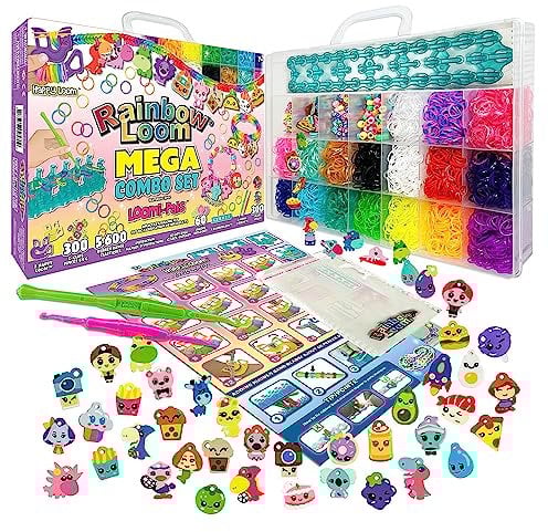 BANDAI - Rainbow Loom Mega Combo Set - Riesiges Set - Armbandherstellung - Bastelspaß - Webstuhl mit 5600 Gummibändern - Charms, Perlen - Patentiertes Set - Spielzeug für Kinder ab 8 Jahren - CD00101