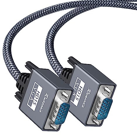 Ruaeoda 6 Ft VGA Cable, Male to Male, 15 Pin, 1080P Full HD, Compatible with PC Laptop TV Projector