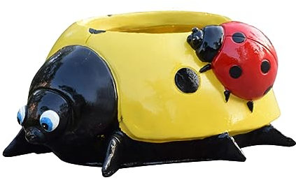 Garneck Dekorativer Blumentopf Mit Marienkäfer-Design Aus Resin Pflanzengefäß Für Innenräume Für Schreibtisch Fensterbank Und Balkon Lebendige Gartendekoration