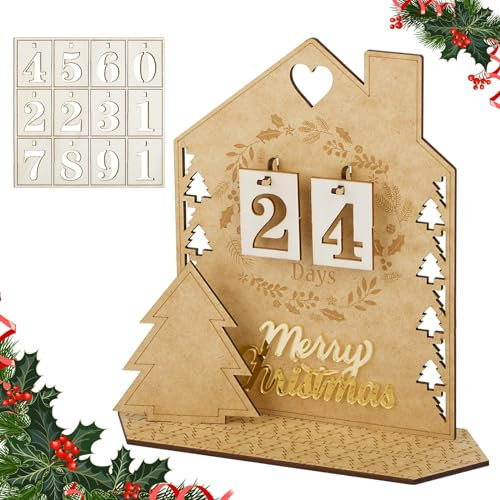 BOFUNX Ramadan Kalender 2024, Ramadan Kalender Countdown aus Holz Adventskalender Handwerk Ornament für Küche Haushalt Dekorationen