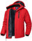 YSENTO Herren Winterjacke wasserdichte Warme Fleece Gefüttert Outdoor Softshelljacke Atmungsaktiv Skijacke Snowboardjacke mit Kapuze(Rot,XL)