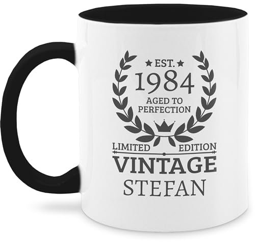Tasse Tassen 325ml - 40. Geburtstag - Est.1985 Aged to perfection Limited Edition I - 325 ml - Schwarz - sprüche 40 jahre name 40.geburtstag 1983 haferl zum personalisierte vierzigster 1984 häferl