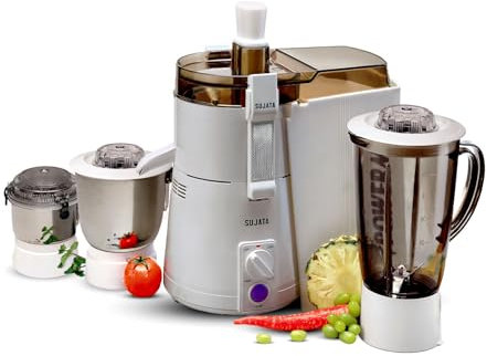 Sujata Powermatic Maxima 900 Watts 4 In 1 Juicer Mixer Grinder With 3 Jars (White)