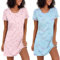 Ekouaer Chemise de Nuit Femme Manches Courtes 2pcs Robe de Nuit Col Rond Vêtements de Nuit Sexy Nuisette Femme Ete, Coeur+Papillon, S