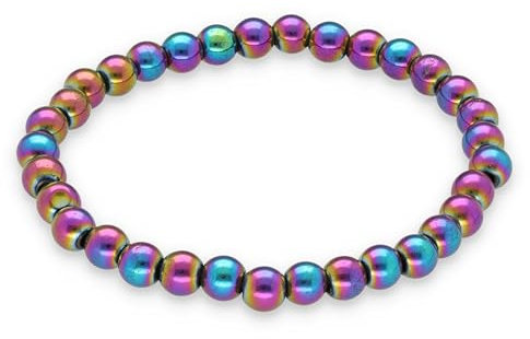 Lebensquelle Plus Regenbogen Hämatit | Kugelarmband 6mm Perlen | Naturschmuck Edelstein Armband 19cm