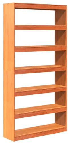 vidaXL Bücherregal Raumteiler, Wandregal mit 6 Fächern, Standregal für Wohnzimmer Büro, Aufbewahrungsregal, Wachsbraun Massivholz Kiefer