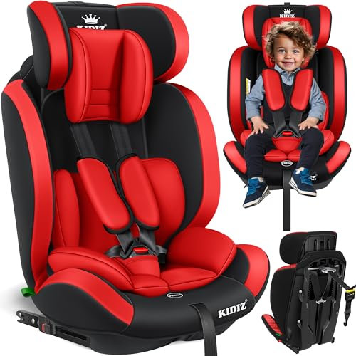 KIDIZ® Autokindersitz Kinderautositz mit Isofix Gruppe 1+2+3 9-36 kg 5-Punkt-Sicherheitsgurt, Autositz, Kindersitz, Einstellbare Kopfstütze | Mitwachsende Sitzerhöhung 1-12 Jahre Stabil und Sicher
