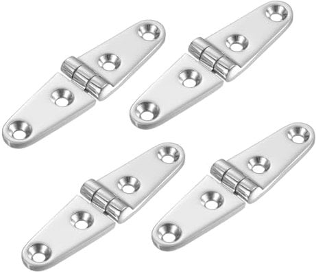 sourcing map Door Hinges, 4Pcs 4 x 1 - 316 Stainless Steel Marine Hinge, Polished Bearing Boat Hinge for Yacht Deck Cupboard Piano Furniture Hardware (Silver)