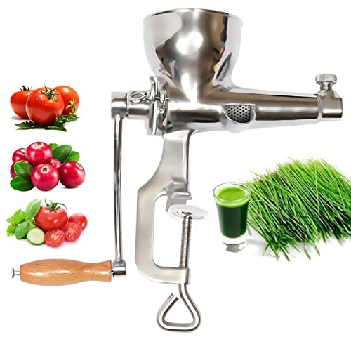 LUNICASHA Exprimidor manual de hierba de trigo, prensa manual de pasto de trigo, exprimidor de verduras 304 acero inoxidable, exprimidor manual para hierba de trigo y verduras de hoja