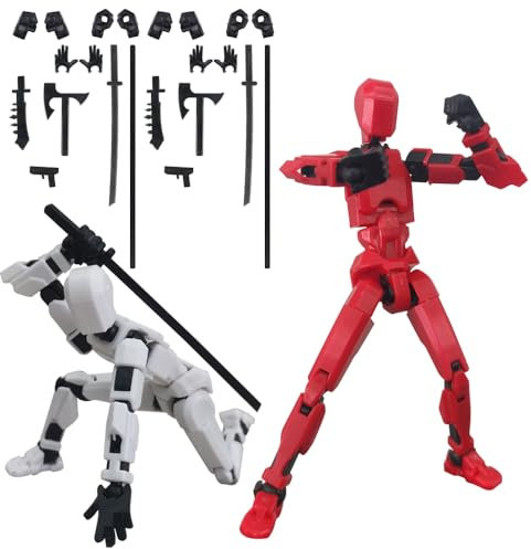 YANGUN 2 Stück T13 Action Figure, Titan 13 Action Figure, Actionfiguren mit Mehreren Gelenken with 5 Types of Weapons and 3 Types of Hands, 3D Druck von beweglichen Figuren, Nice Gifts for Friends