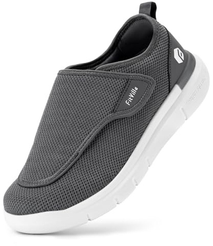 FitVille Schuhe Herren Extra Weit Senioren Pflege Hausschuhe mit Klettverschluss EasyTop Wings V2