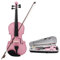 BMOZRM Violine 4/4 Vollgröße Set Ahorn Massivholz Geige Mit Kolophonium Bögen Stoffboxen Musikinstrumente Für Erwachsene Schüler(Pink)