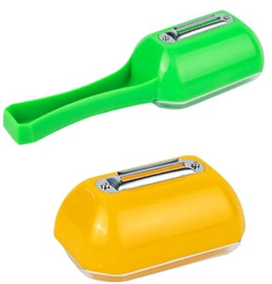 Pelador de verduras con recipiente, pelador con recipiente colector - Pelador de patatas de mano - Pelador multifuncional, juego de 2, pelador de frutas y verduras, pelador de maíz y patatas para