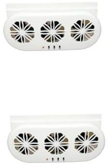 PartyKindom 2 Pièces Ventilateur De Ventilation De Voiture Évent De Radiateur De Véhicule Bouche D'aération De Lunette Arrière Refroidisseur à Énergie Solaire Climatiseur Solaire Abdos Blanche
