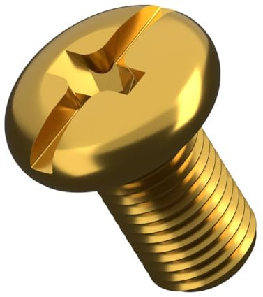 M4 (4mm x 12mm) Brass Phillips Pan Head Machine Screws Metric Fully Threaded DIN 7985 (Pack of 20) E3C
