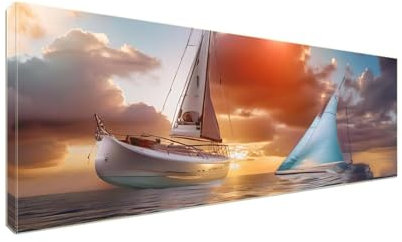 Diamant Painting Bilder, Diamond Painting Seesegelboot Diamond Art Painting Set, Diamond Painting XXL Basteln Erwachsene, Stickerei Kreuzstich Diamant Kunst Malerei, Room Decor Wohnwand 250x100cm S807