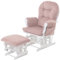 Relaxsessel HWC-C76, Schaukelstuhl Sessel Schwingstuhl mit Hocker Stoff Cord 320g/m² Öko-Tex - rosa Gestell weiß