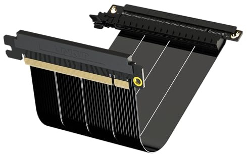 LINKUP - AVA5 PCIE 5.0 Riser-Kabel | RTX5090 RX9070 GPU Bereit | x16 128GB/s Geschwindigkeit | PCIe 4.0 Kompatibel | Entwickelt für Mini ITX Gehäuse | Dual Reverse Schwarz 20cm (Gesamtlänge 22cm)