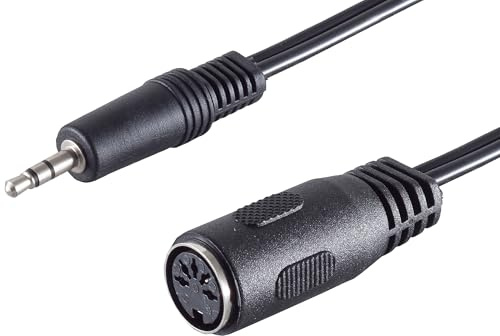 1aTTack.de Câble adaptateur audio haute qualité, 1 prise jack stéréo 3,5 mm (0,2 m) vers prise DIN 5 broches. Connecteurs moulés. Contacts nickelés