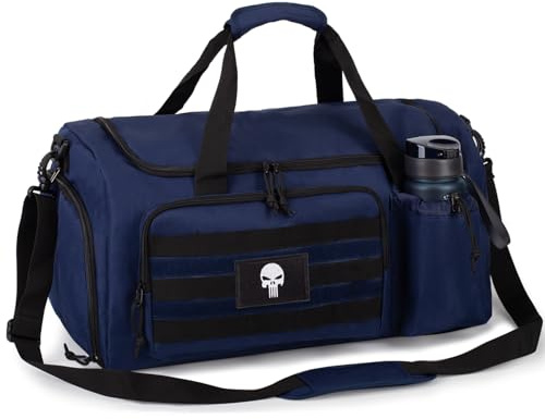 Bunnychic Tactical Gym Bag for Men, 40L Large Duffle Holdall Bag for Travel | Large Capacity Tactical Gym Duffle Bag with Multi Compartments,Multi-functional Water-Resistant Holdall for Camping, Hiking